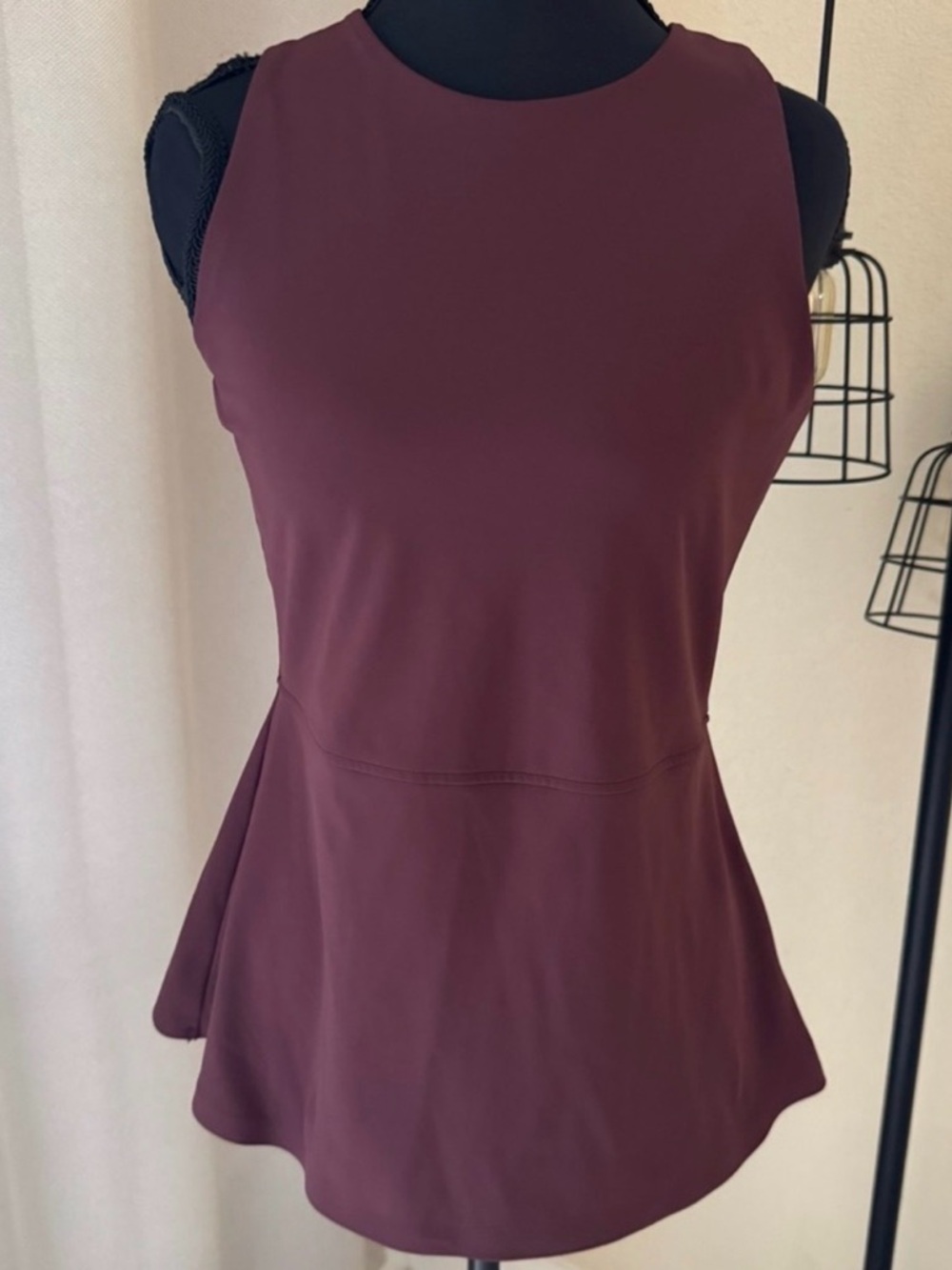 Spanx Brown Peplum Tank Top Small Stretch Athleisure Activewear - Picture 2 of 7